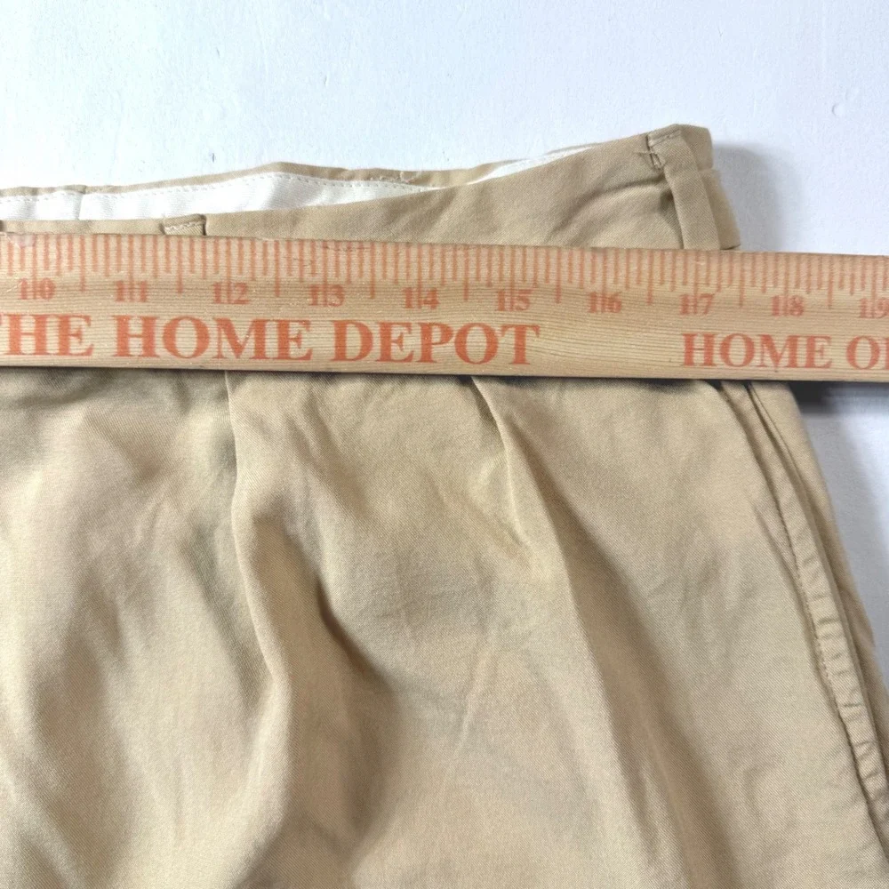 Polo Ralph Lauren Silk Pleated Wide Leg Chino‎ Pants Mens 34x25 Khaki BOHO USA